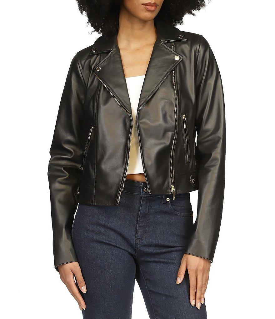 MICHAEL Michael Kors Lamb Leather Moto Jacket Product Image