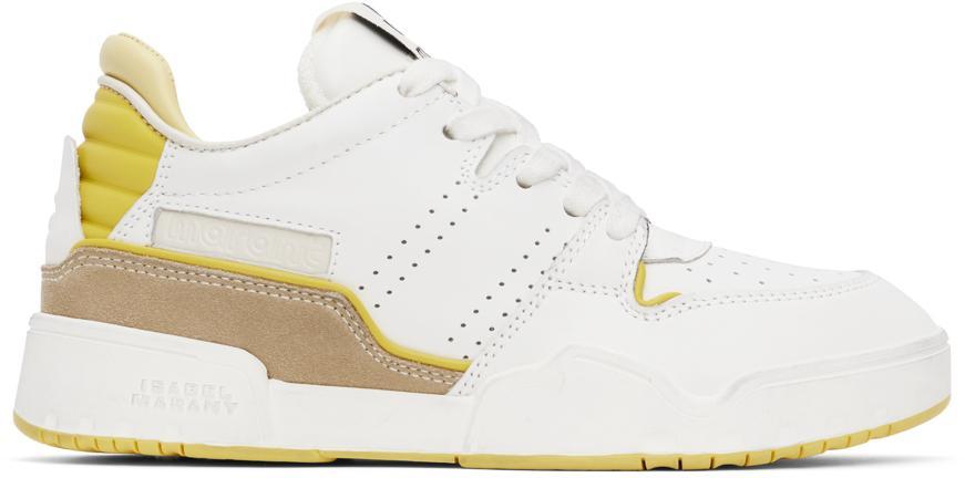 Emree Leather Sneakers In White,yellow Product Image