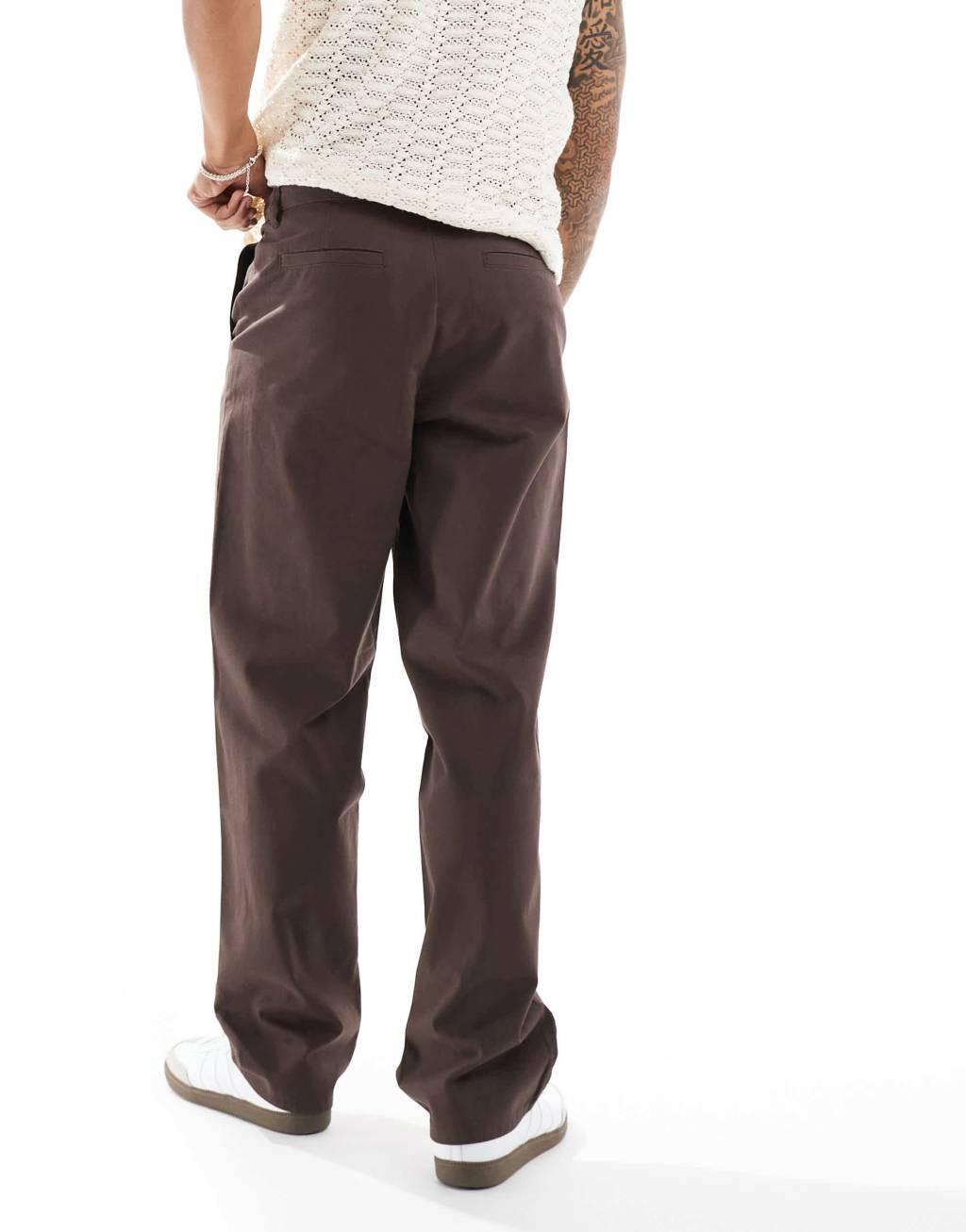 ASOS DESIGN baggy chino in brown Product Image