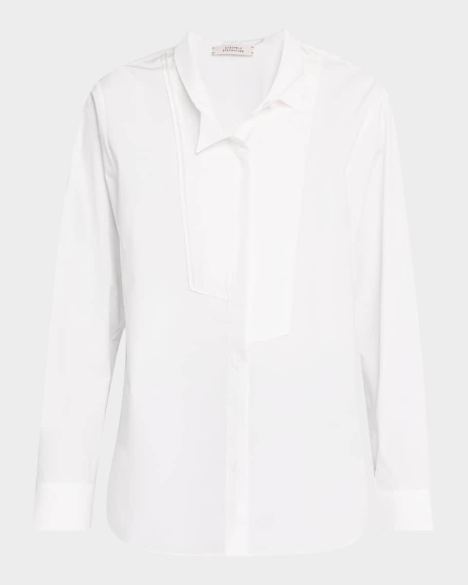 Poplin Power Asymmetric Button-Down Blouse Product Image