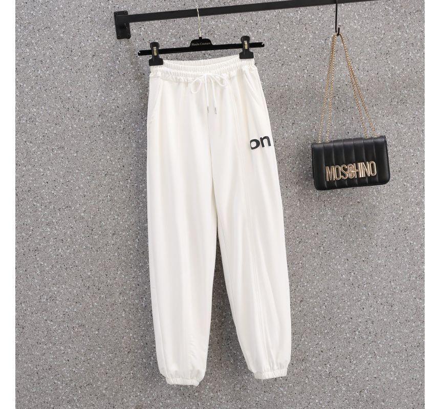 Drawstring Waist Lettering Sweatpants Product Image