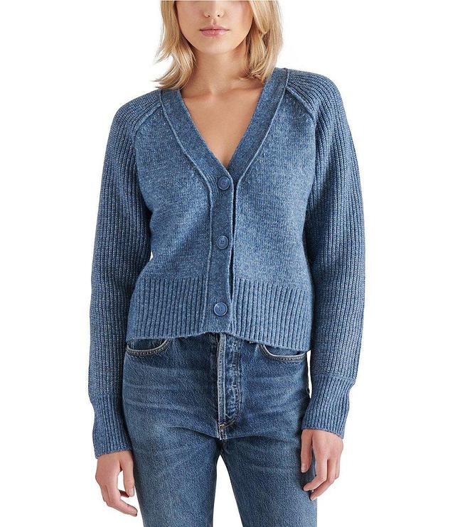 Steve Madden Beckie Knit V Neck Long Sleeve Button Front Cardigan Product Image