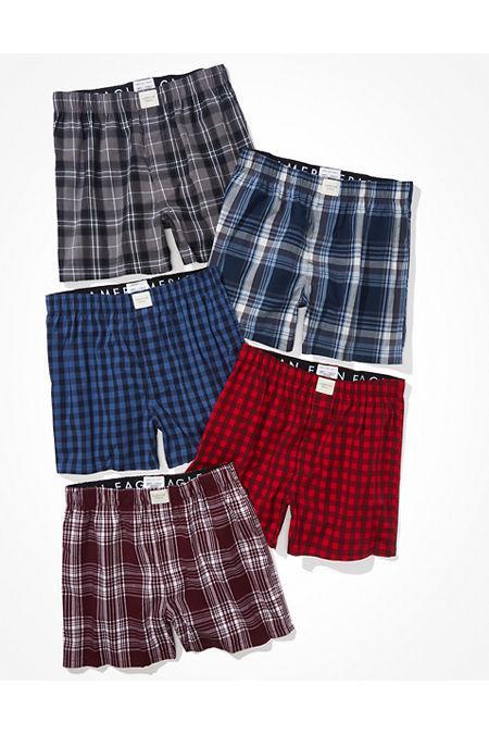 AEO Plaid Stretch Boxer Short 5-Pack Mens Product Image