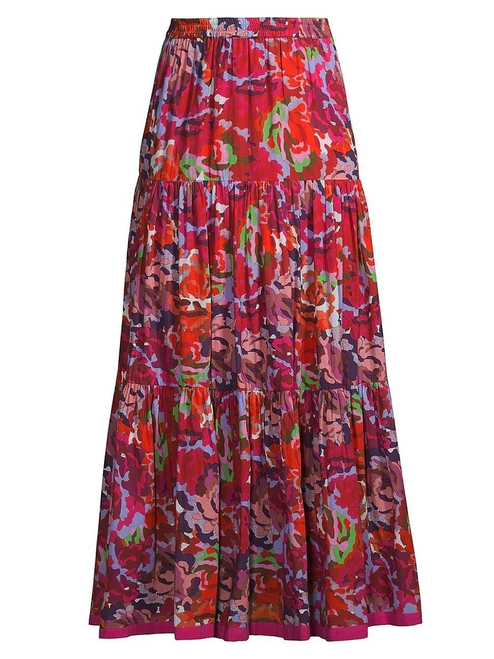 Womens Floral Cotton Maxi Skirt product image