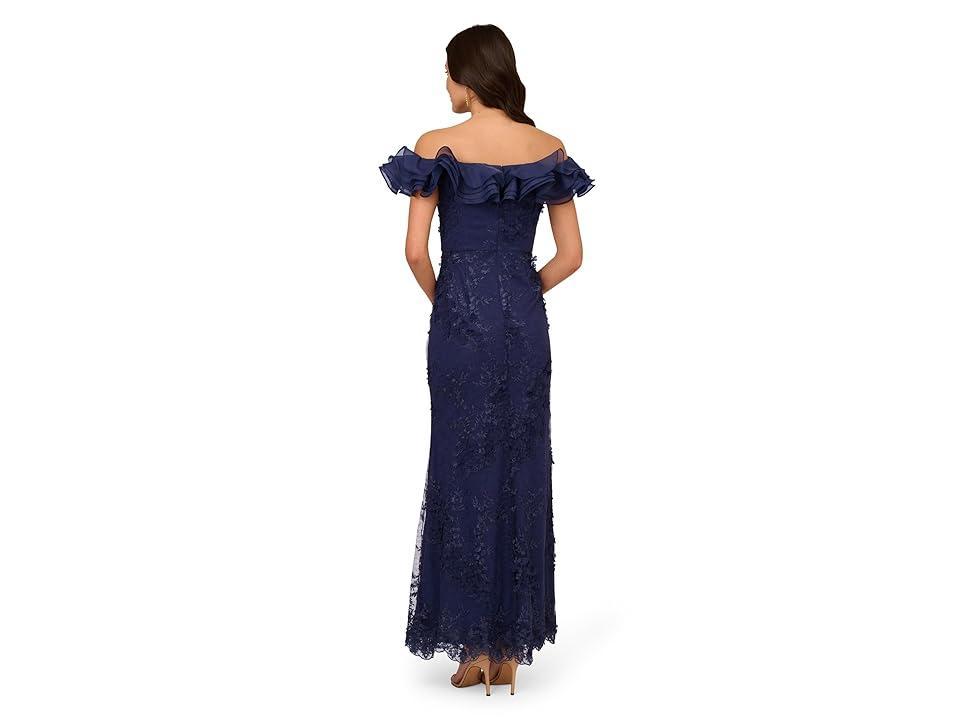 Adrianna Papell Ruffled Embroidered Mermaid Gown Product Image