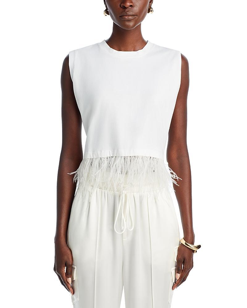 Cinq a Sept Cropped Sleeveless Feather Tee Product Image