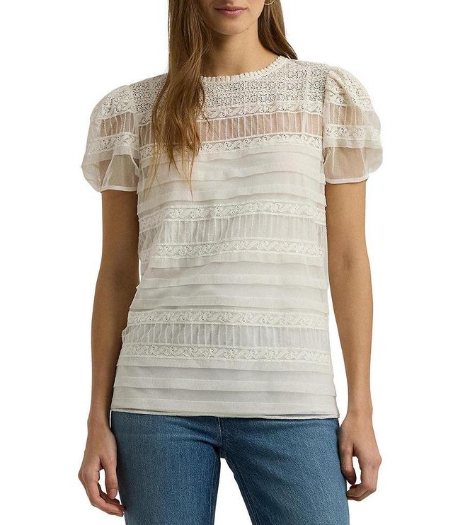 Lauren Ralph Lauren Mesh Puff Short Sleeve Blouse Product Image