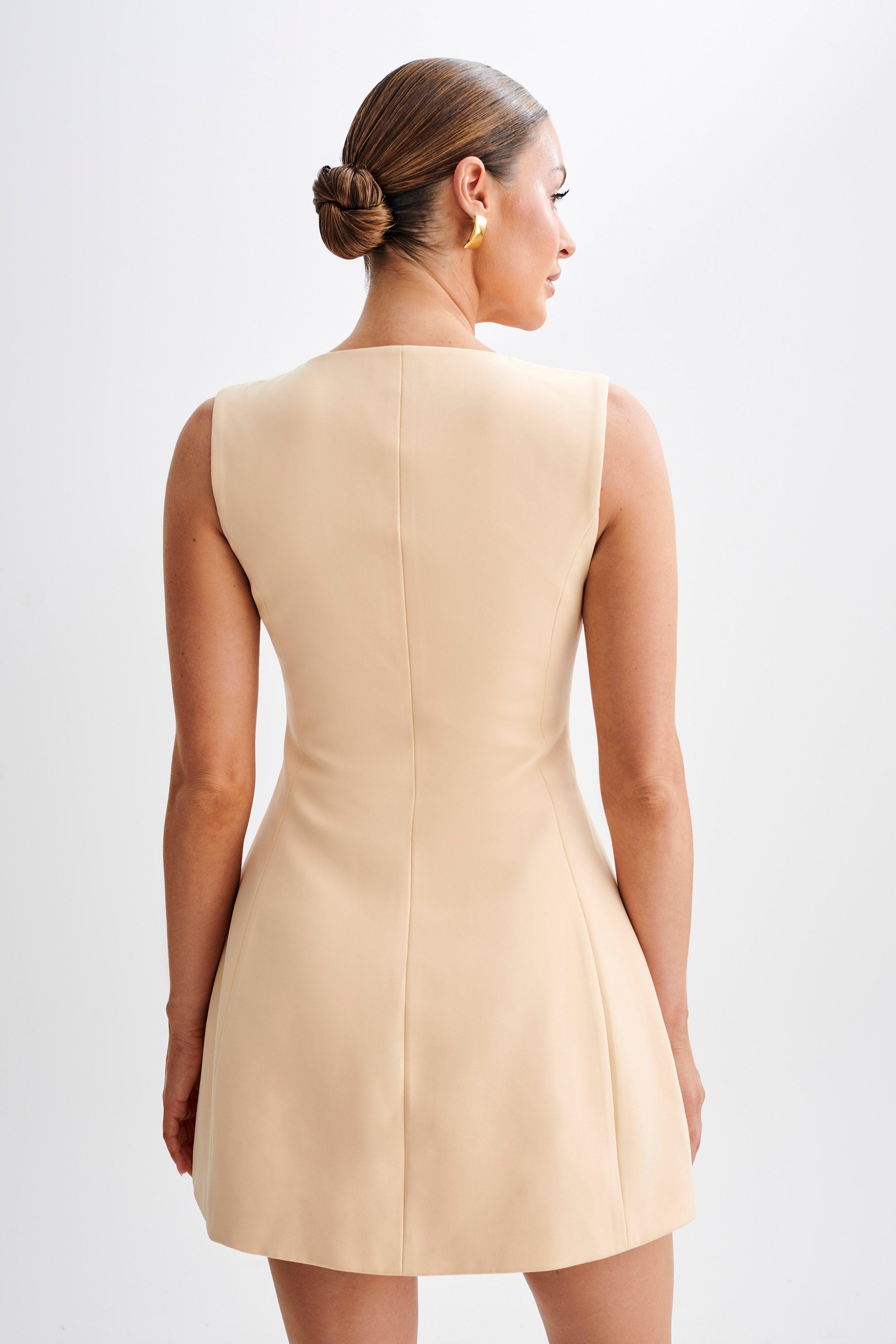 Lysandre Crepe Mini Dress - Peach Product Image