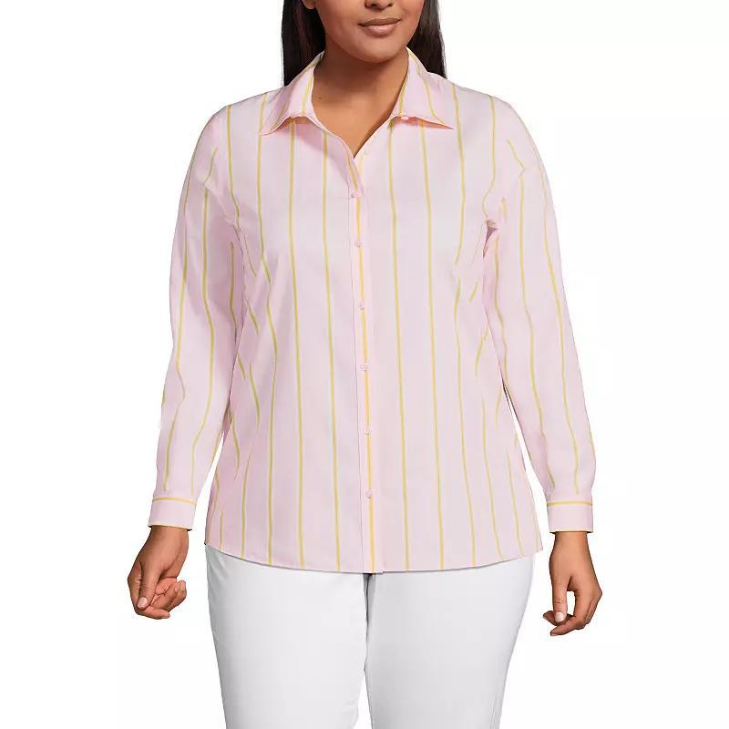 Plus Size Lands End Wrinkle-Free No Iron Button-Front Shirt, Womens Product Image