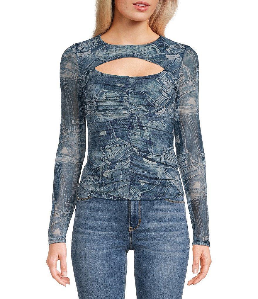 Guess Brienna Printed Long Sleeve Cut-Out Top product image