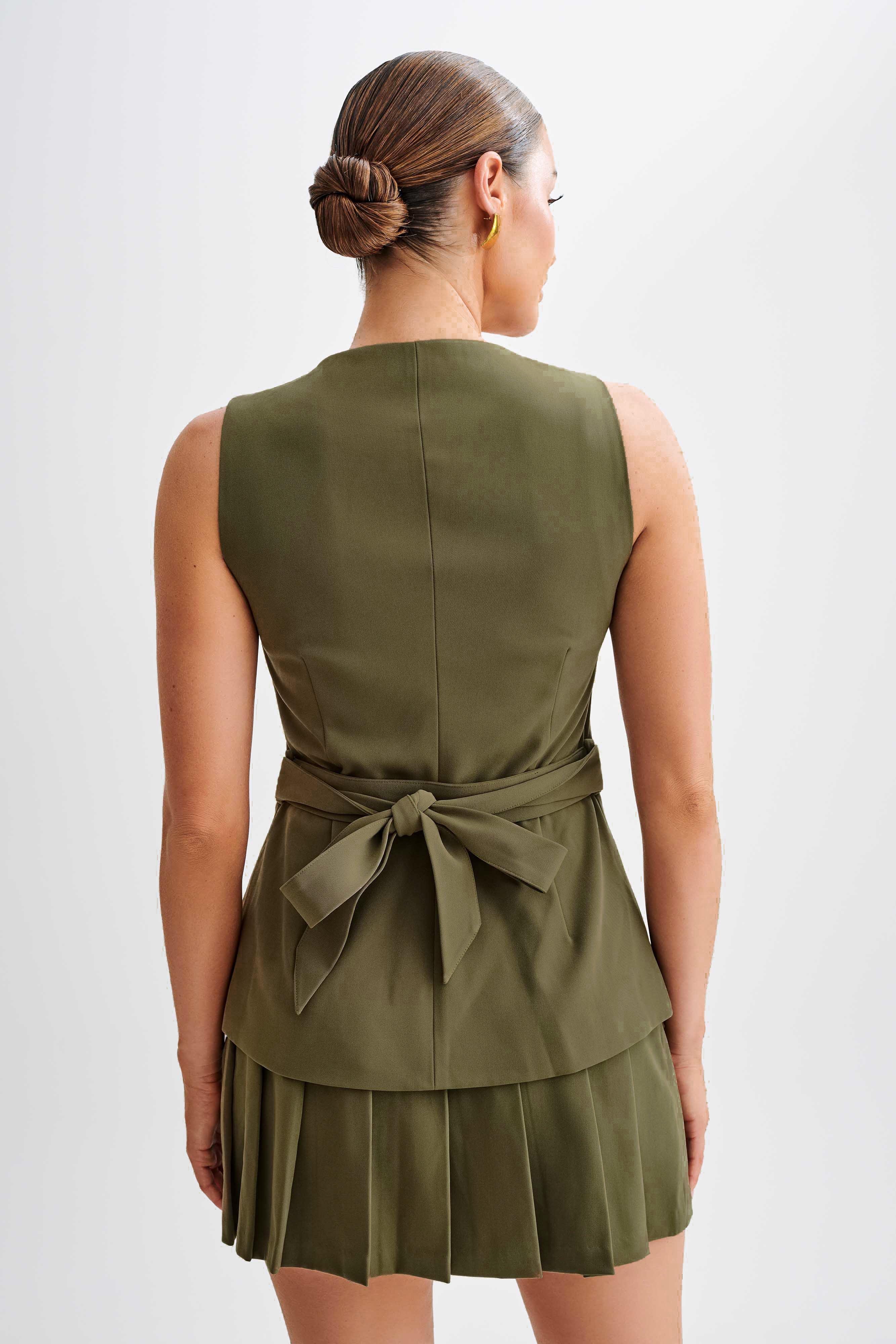 Amelie Suiting Longline Vest - Military Olive Product Image