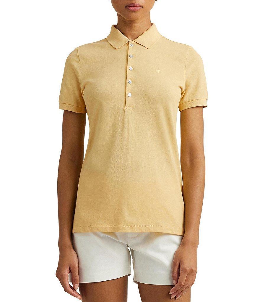 Lauren Ralph Lauren Ribbed Point Collar Short Sleeve Polo Shirt Product Image