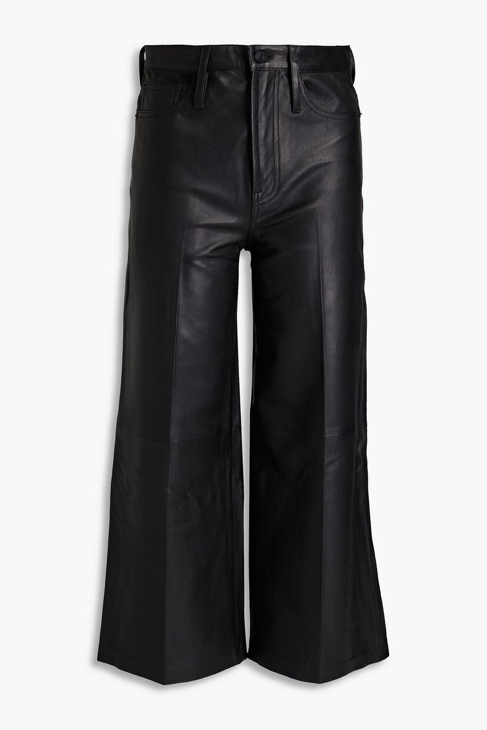 Cropped Leather Wide-leg Pants In Black Product Image