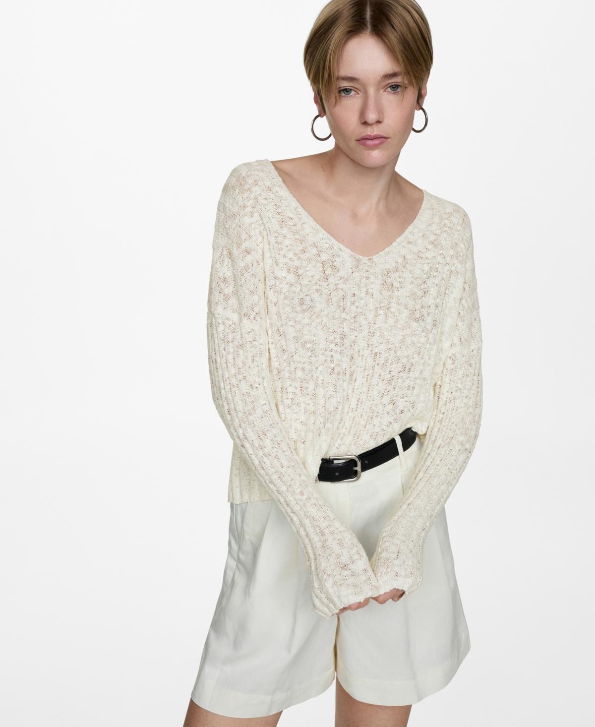 Mango Womens Long-Sleeve Knitted Sweater Product Image