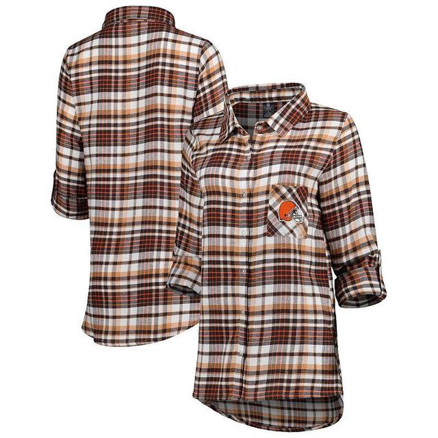 Womens Concepts Sport Cleveland s Mainstay Plaid Full-Button Long Sleeve Nightshirt Product Image