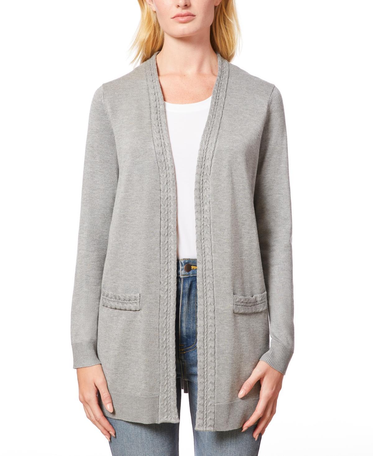 Melissa Paige Womens Braided-Trim Open-Front Cardigan, Regular & Petites Product Image