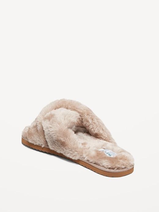 Faux-Fur Cross-Front Slippers Product Image