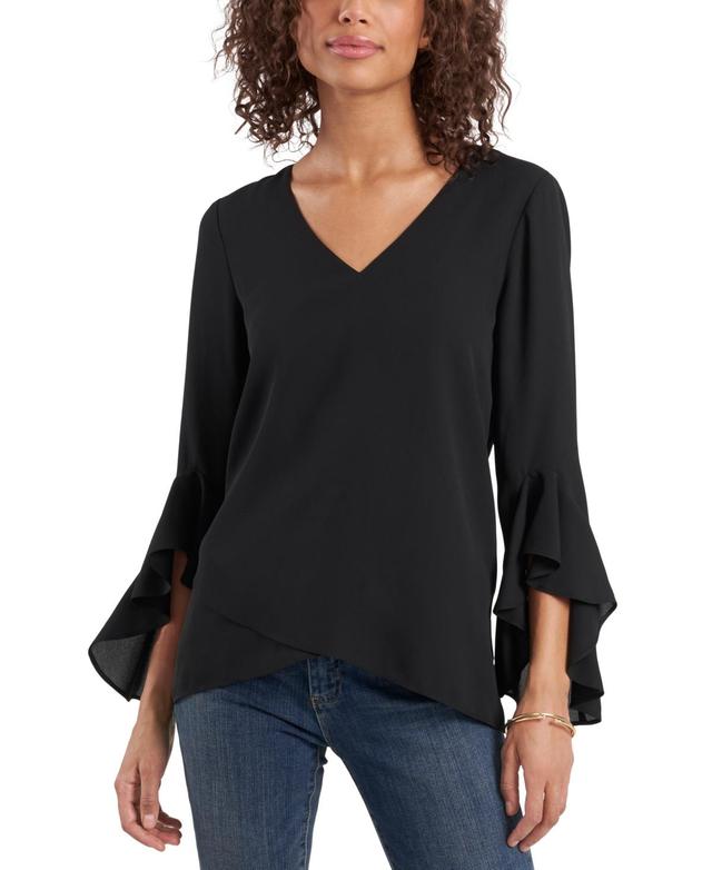 Vince Camuto 34 Flutter Sleeve V-Neck Crisscross Front Tunic Product Image