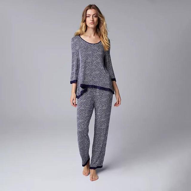 Womens Simply Vera Vera Wang 3/4 Sleeve Pajama Top & Pajama Pants Set Product Image