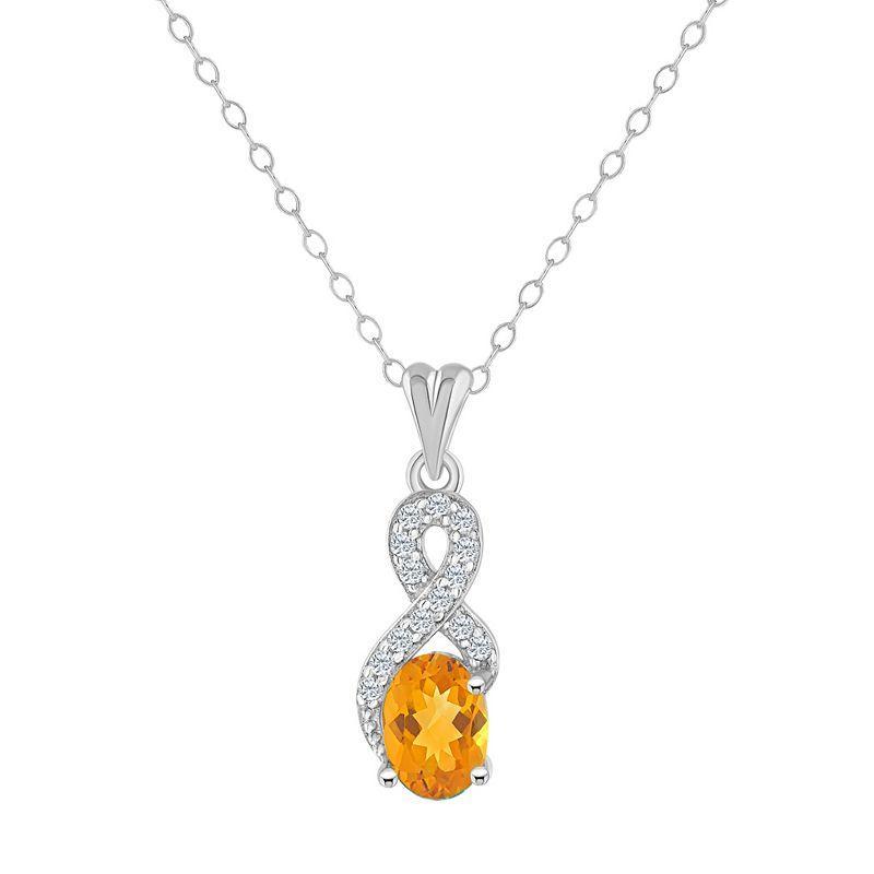 Celebration Gems Sterling Silver Citrine & White Topaz Accent Pendant, Womens Orange Product Image