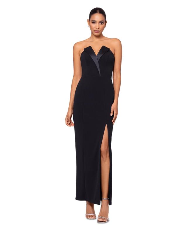 Betsy & Adam Strapless Tuxedo Gown Product Image