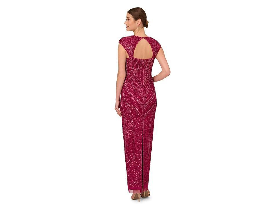 Adrianna Papell Beaded Sweetheart Neck Cap Sleeve Gown Product Image