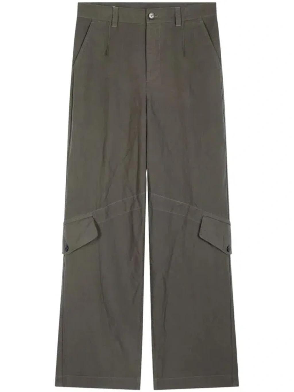 DRIES VAN NOTEN Flap-pockets Cotton Trousers In 802 Grey Product Image