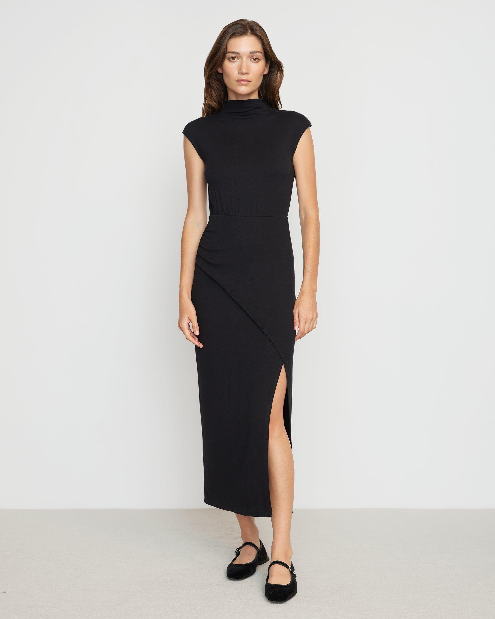 Yimei Mock-Neck Side-Slit Dress Product Image