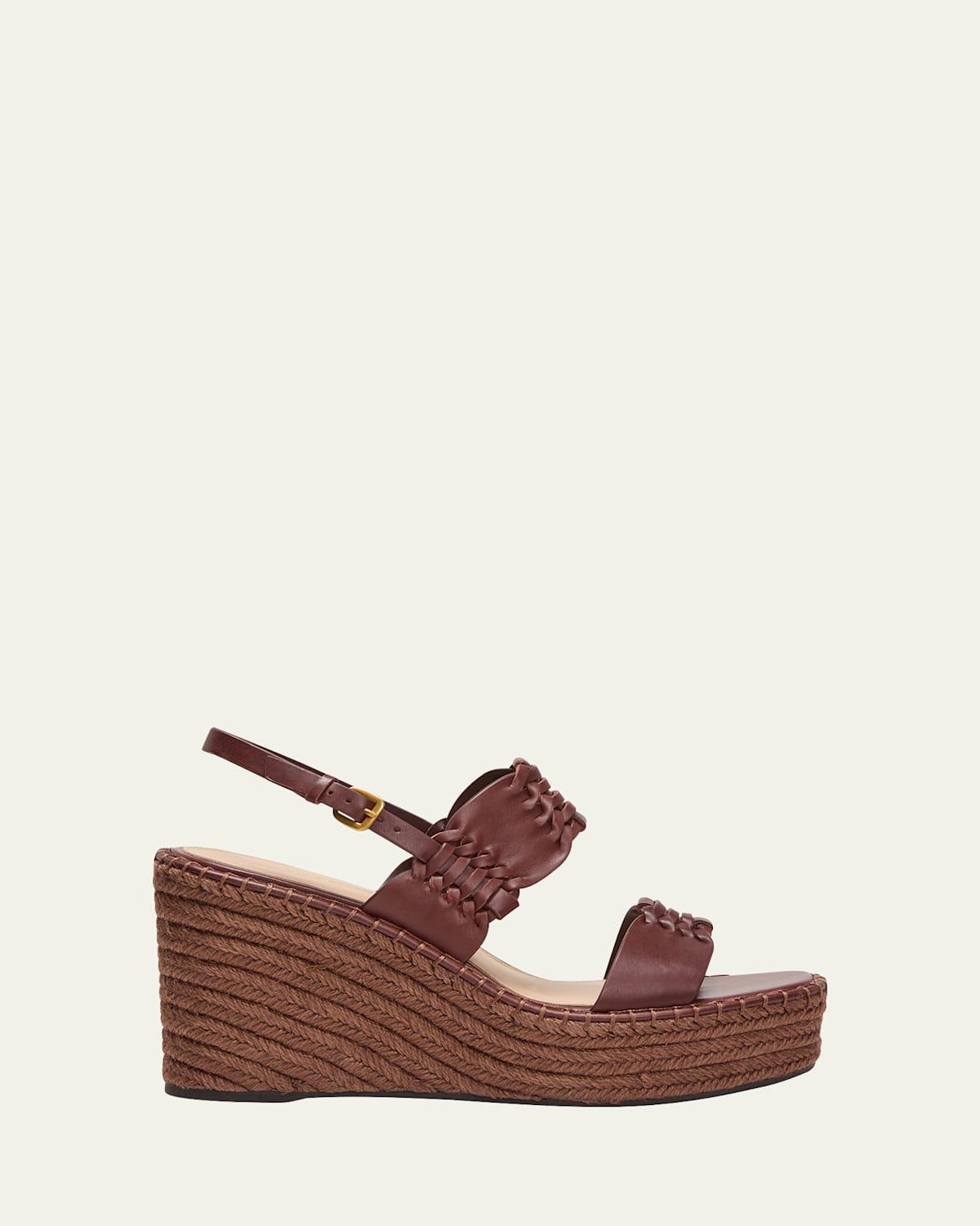 Riya Woven Leather Wedge Espadrilles Product Image