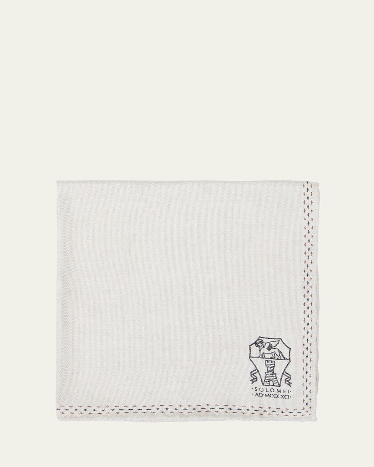 Mens Silk Logo-Print Pocket Square Product Image