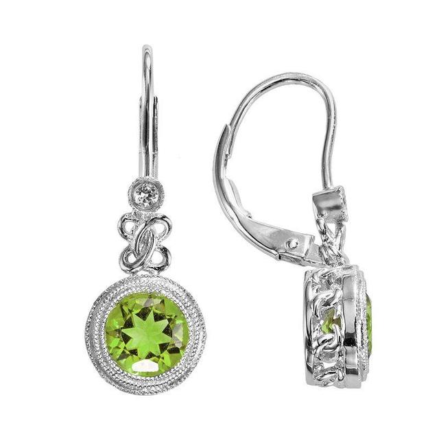 Sterling Silver Peridot & Lab-Created White Sapphire Drop Earrings, Womens Product Image