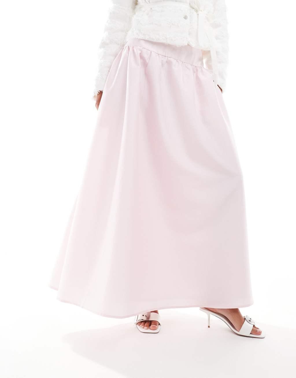 Sister Jane drop hem midaxi skirt in powder pink - part of a set Product Image