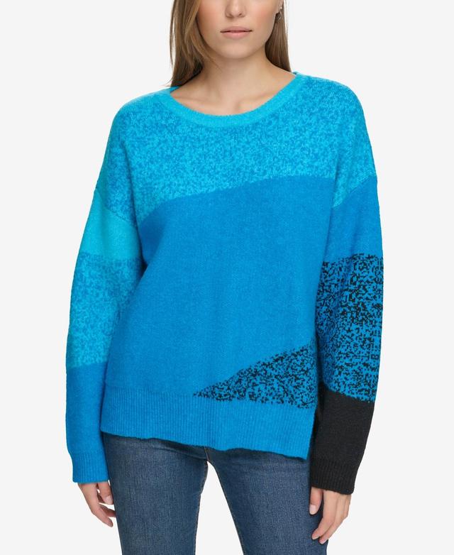 Dkny Jeans Womens Mixed-Knit Drop-Sleeve Sweater Product Image