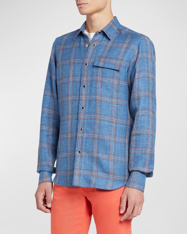 Mens Plaid Snap-Front Overshirt Product Image