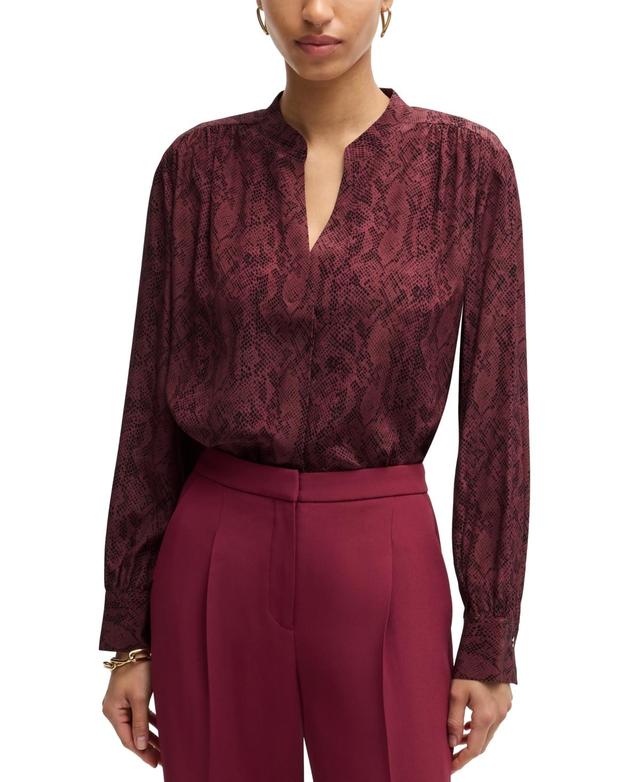 Womens Regular Fit Blouse in Snake Print Silk Product Image