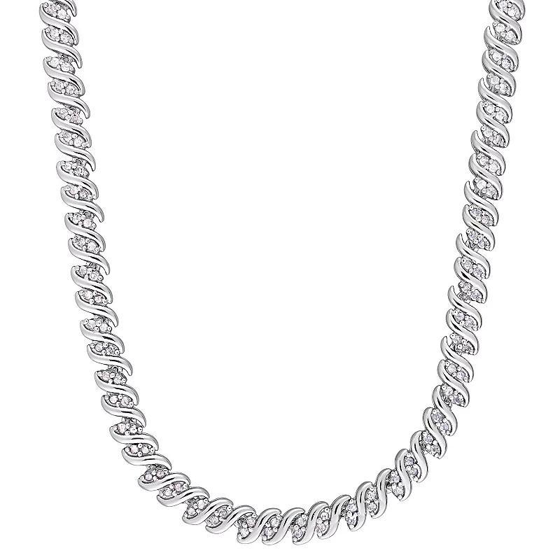 Stella Grace Sterling Silver 2 Carat T.W. Diamond Twist Tennis Necklace, Womens Product Image