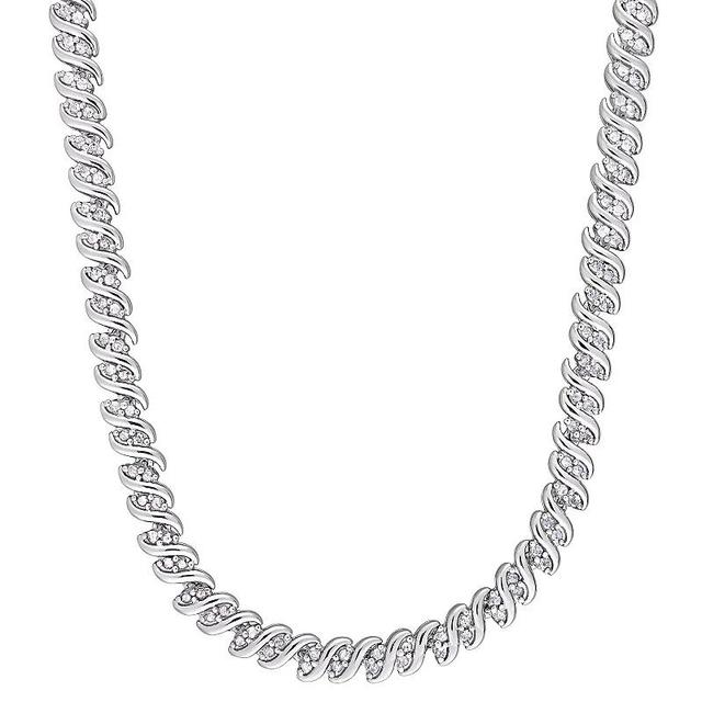 Stella Grace Sterling Silver 2 Carat T.W. Diamond Twist Tennis Necklace, Womens Product Image