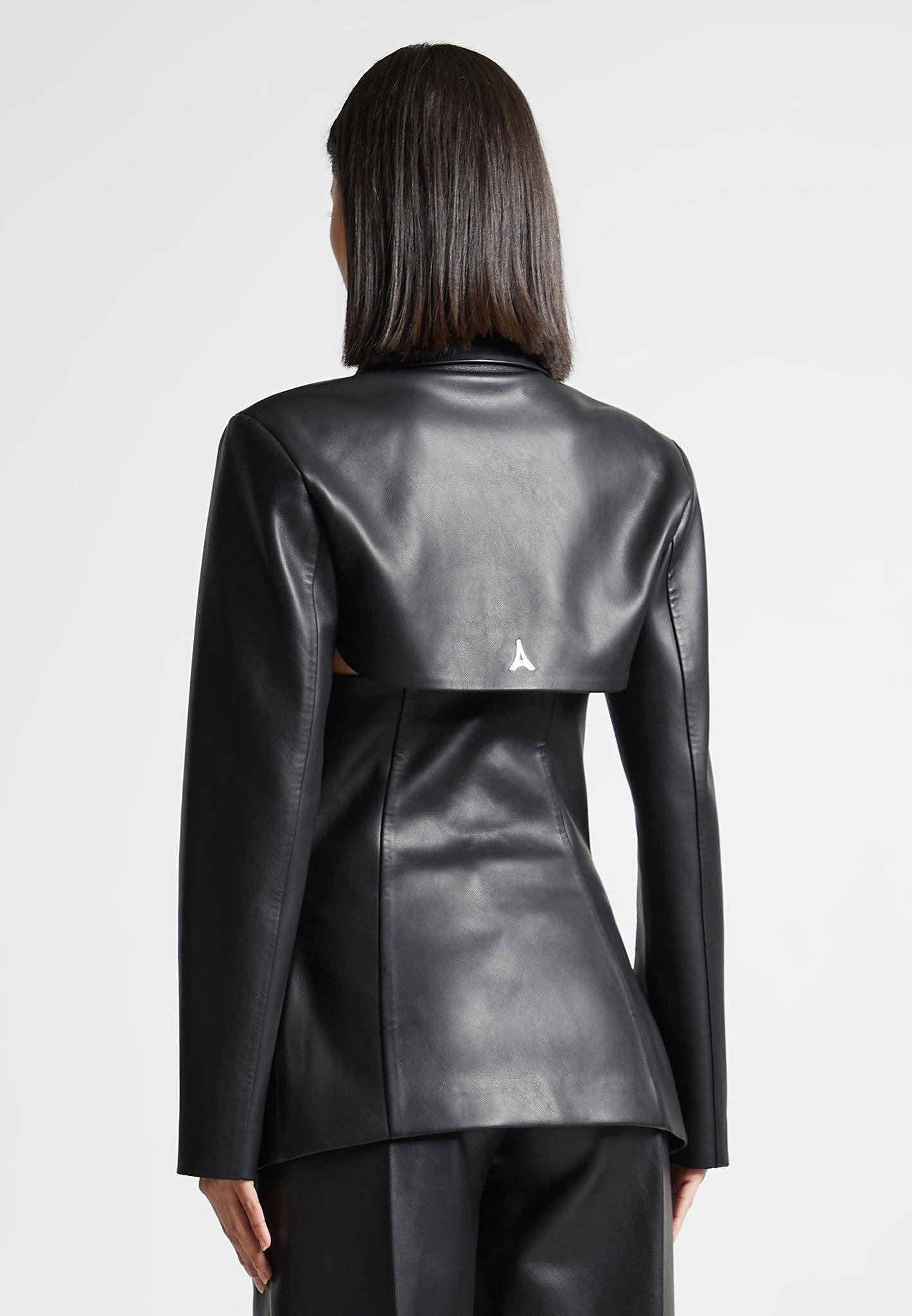 Leather Cut Out Blazer - Black Female Product Image