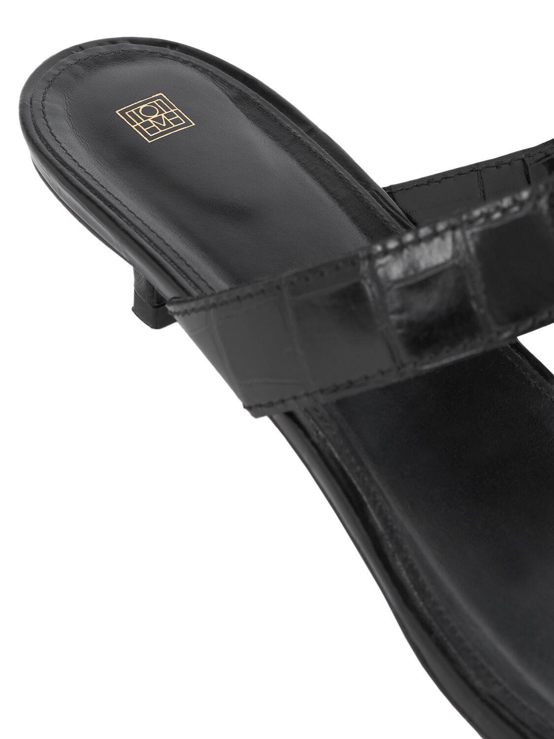 TOTÊME 35mm Croc Embossed Leather Thong Sandals In Black Product Image