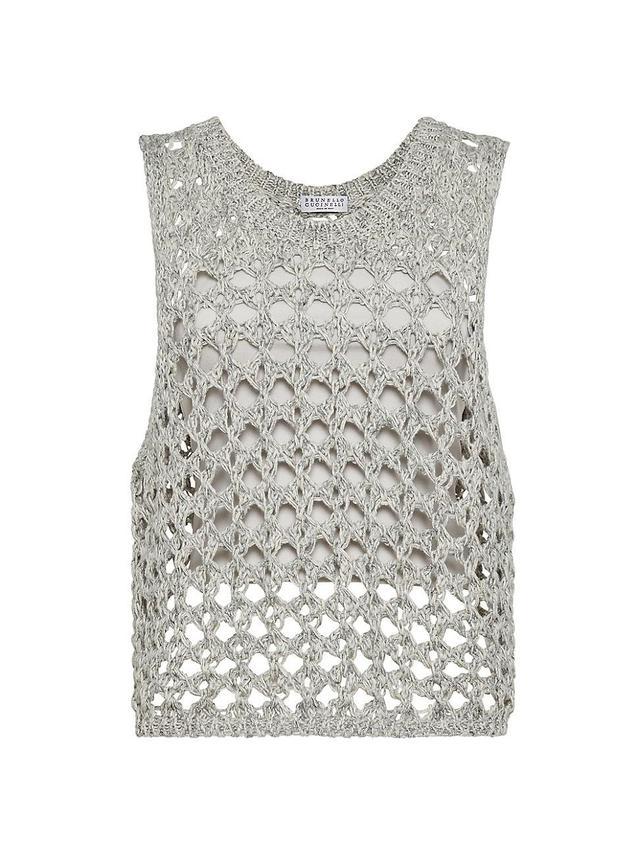 Womens Jute and Cotton Mesh Knit Top Product Image