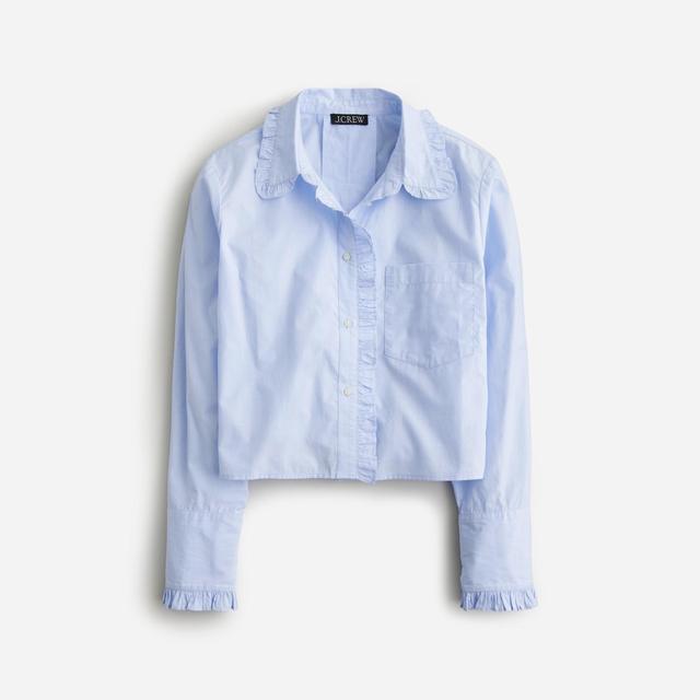 Ruffle-trim button-up shirt in cotton poplin Product Image