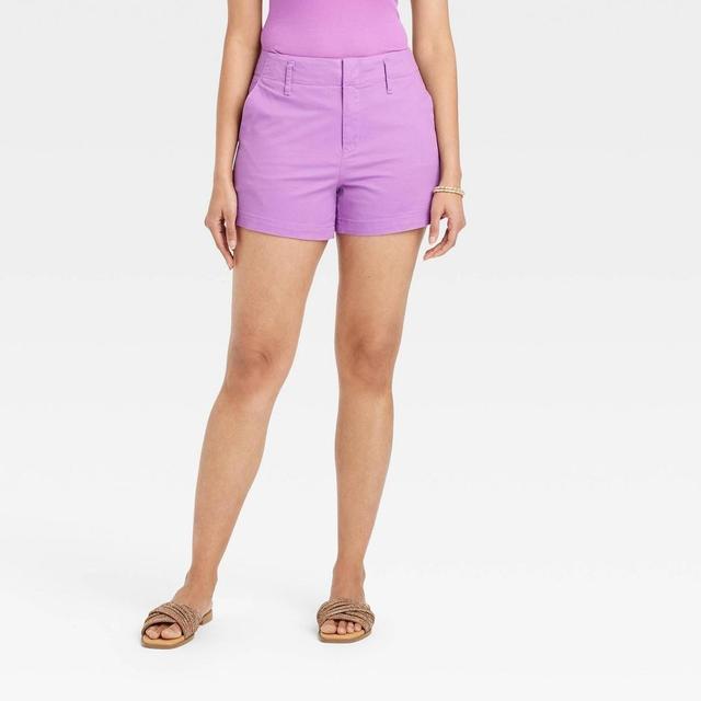 Womens High-Rise Everyday Chino Shorts - A New Day Purple 2 Product Image