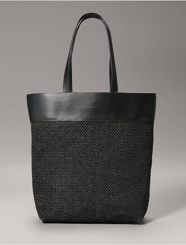 Calvin Klein Womens Summer Raffia Tote Bag - Black Product Image