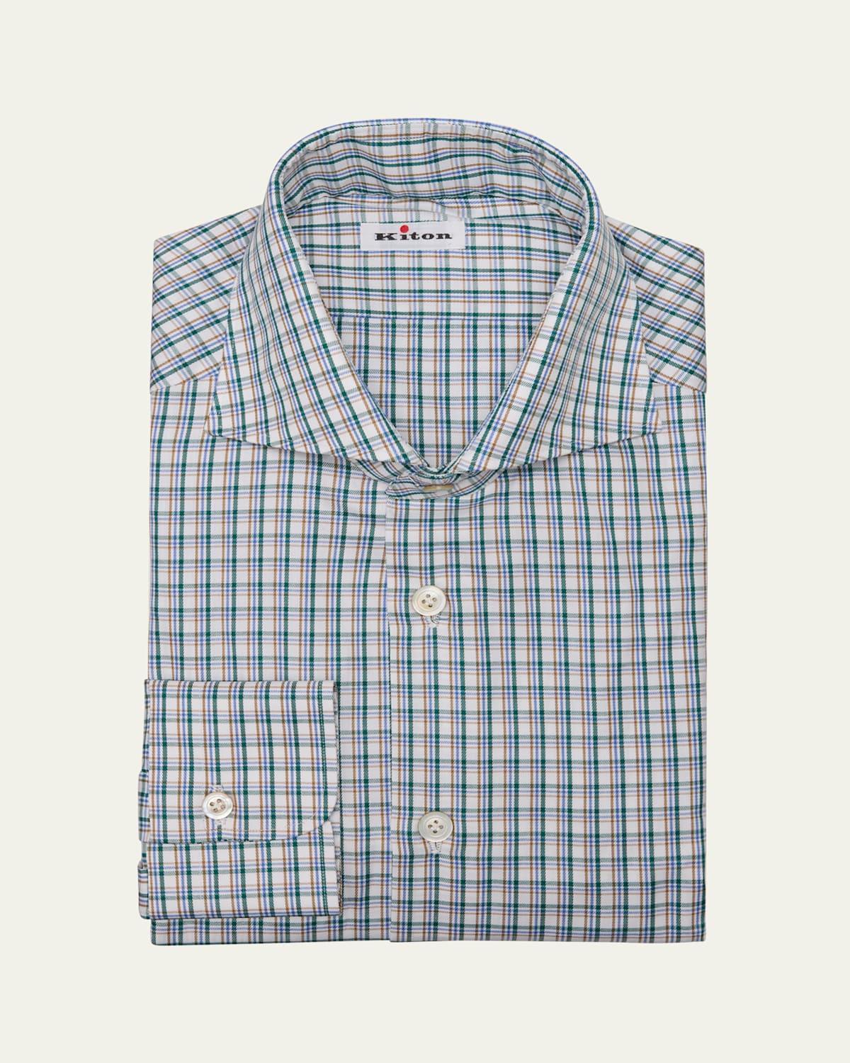 Mens Cotton Plaid Dress Shirt Product Image