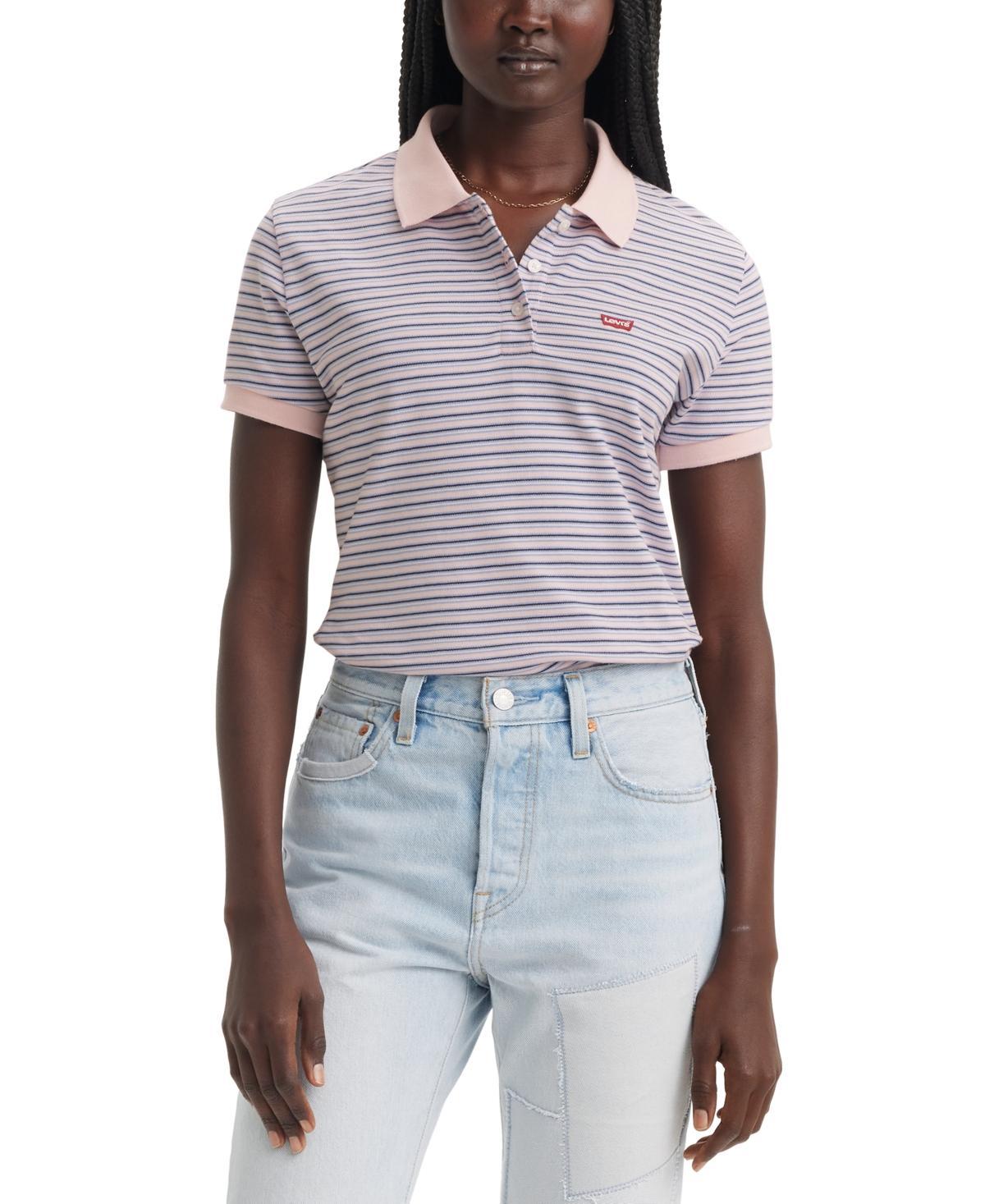 Levis Womens Crown-Logo Shirt-Sleeve Polo Shirt Product Image