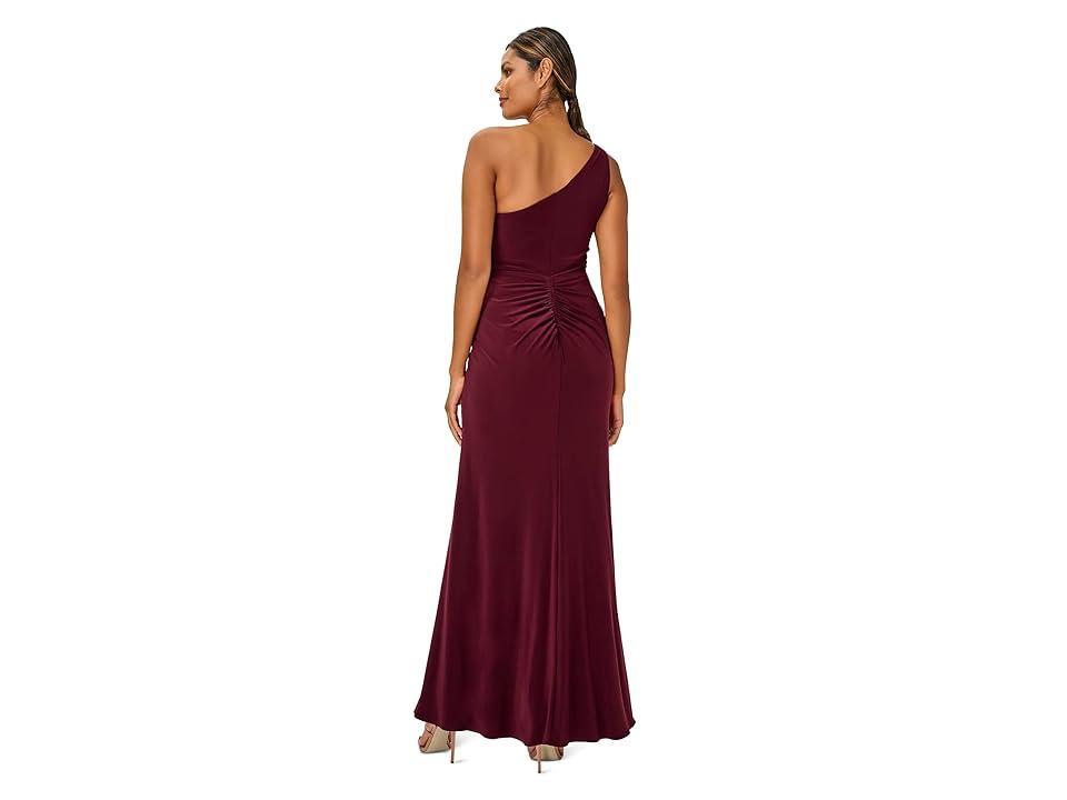 Adrianna Papell Stretch One Shoulder Sleeveless Twisted Front Draped Gown Product Image