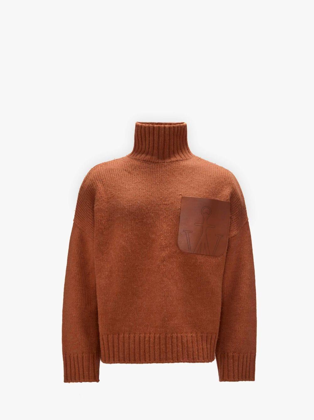 PATCH POCKET TURTLENECK SWEATER in brown | JW Anderson US  Product Image