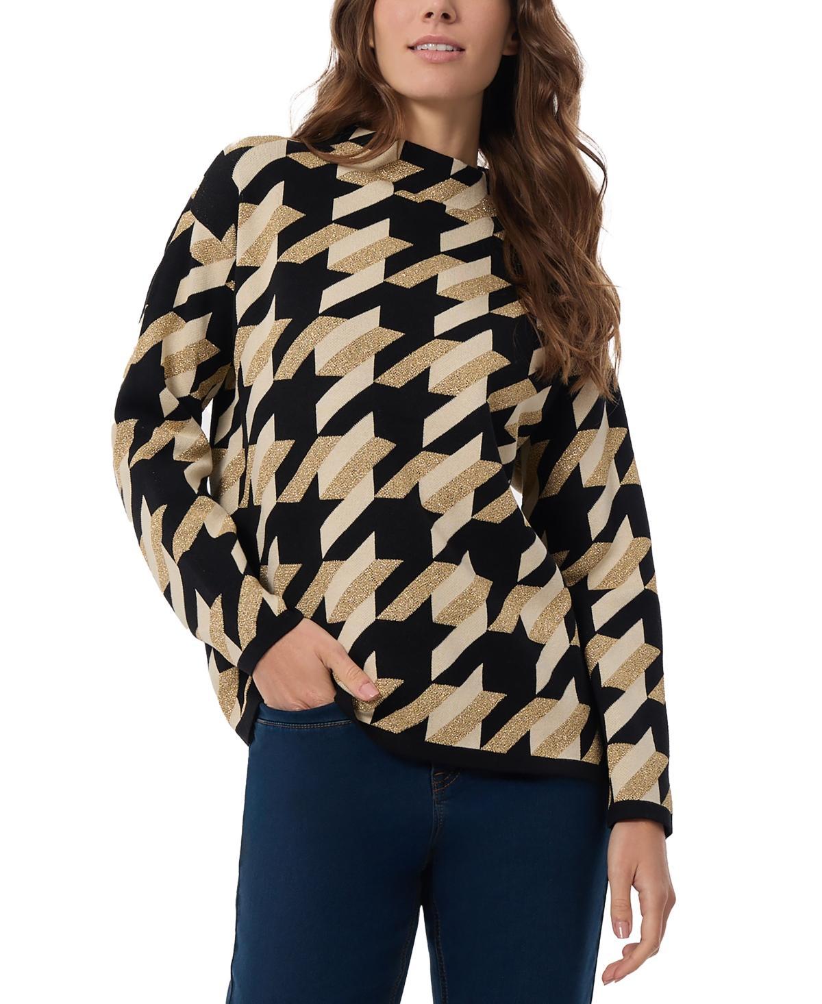 Jones New York Womens Houndstooth Drop-Shoulder Sweater Product Image