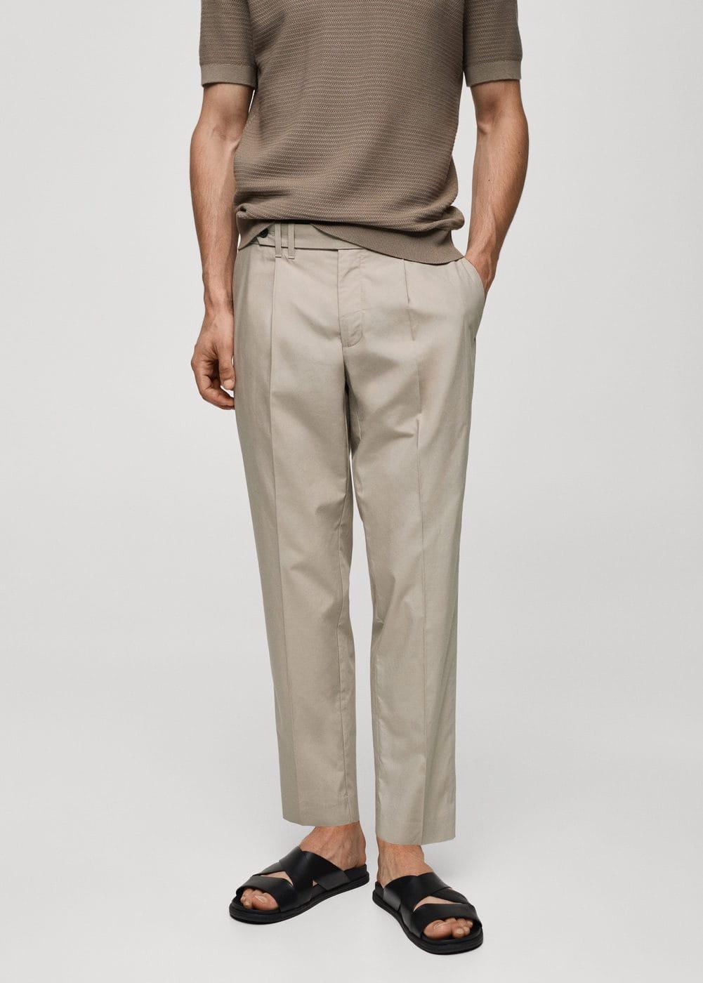 Mango Mens Lyocell Pleated Trousers - Light Product Image