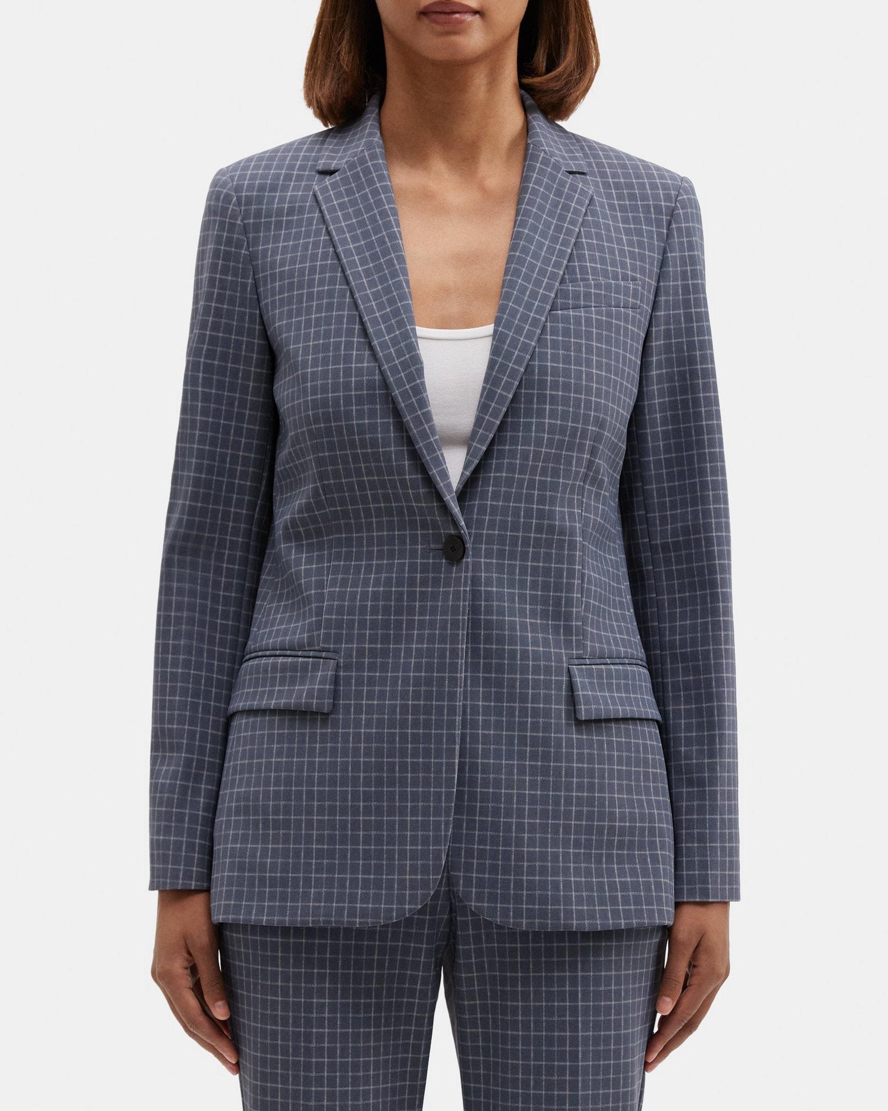 Fitted Blazer in Printed Performance Knit Product Image